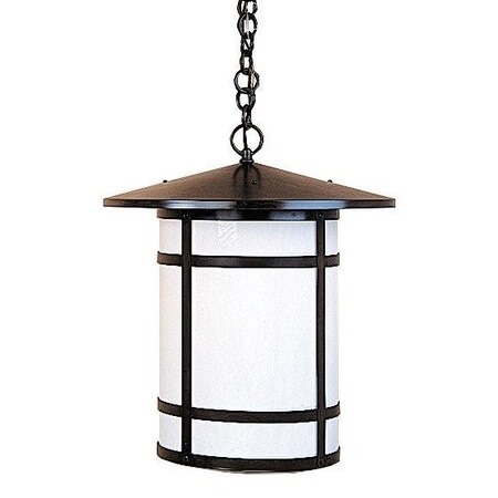 Arroyo Craftsman 17" Berkeley Long Body Pendant, Rustic Brown, Cream Glass BH-17LCR-RB
